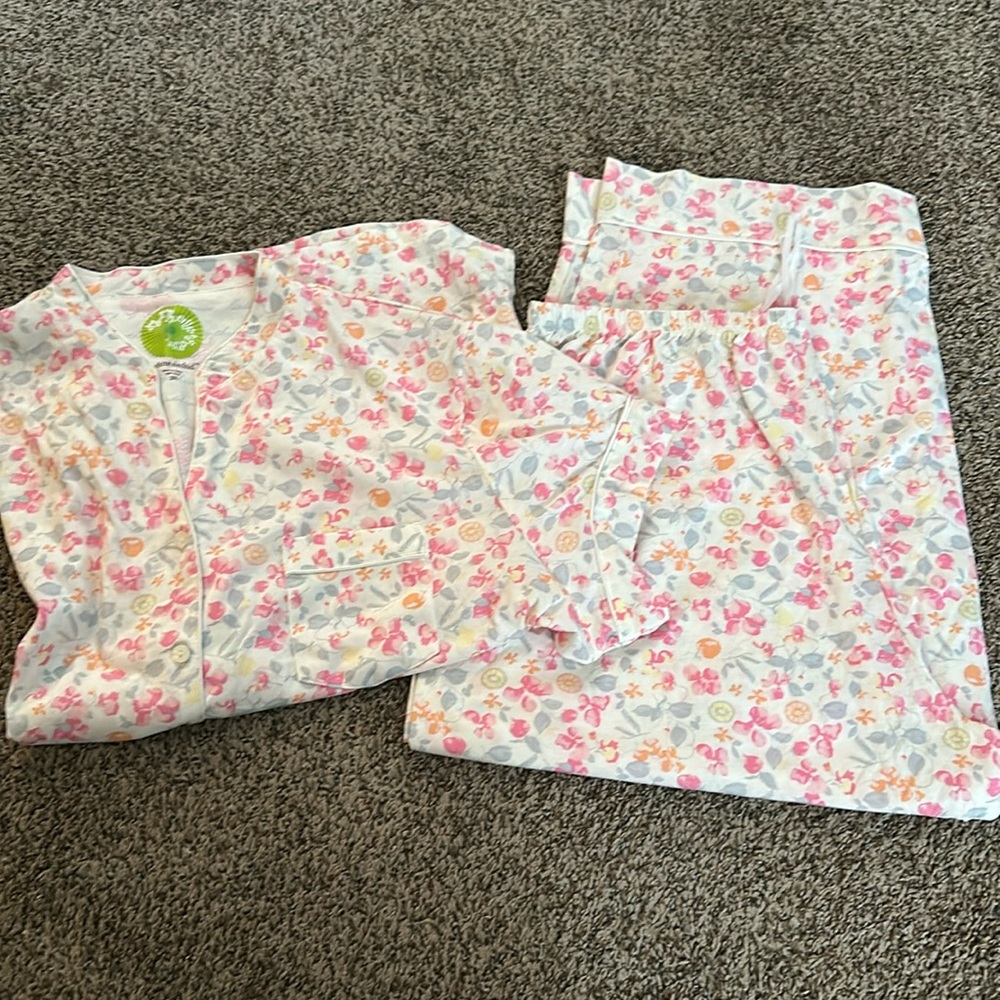 Ladies White Orchid Cotton Pajamas